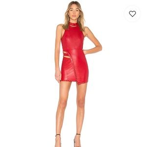 H:OURS Red mini dress with cutouts